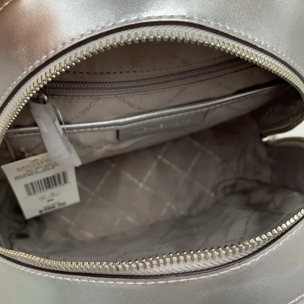 Michael Kors Jet Set Girls Adina Medium Backpack MK Bright White Silver … - Picture 13 of 16